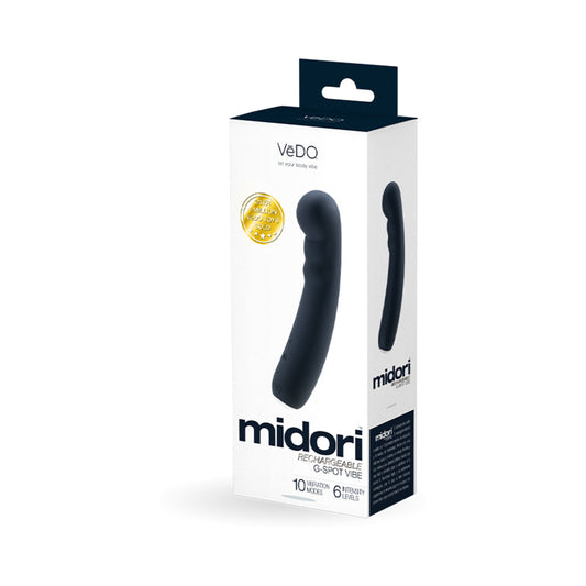 VeDO Midori Rechargeable G-Spot Vibe Just Black - Red Garter
