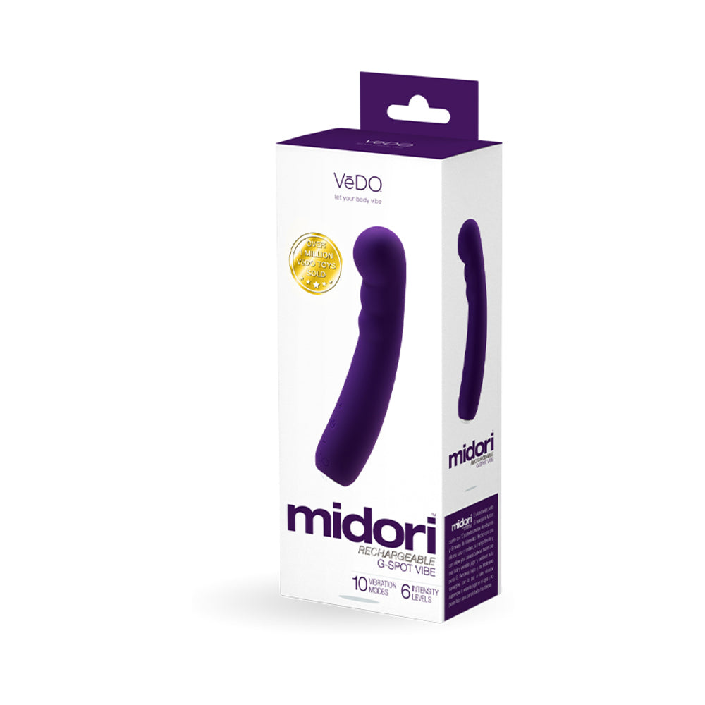VeDO Midori Rechargeable G-Spot Vibe Deep Purple - Red Garter