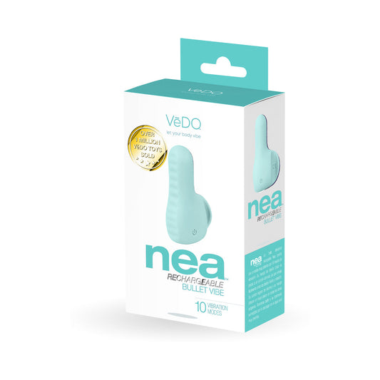 VeDO Nea Rechargeable Finger Vibe Tease Me Turquoise - Red Garter