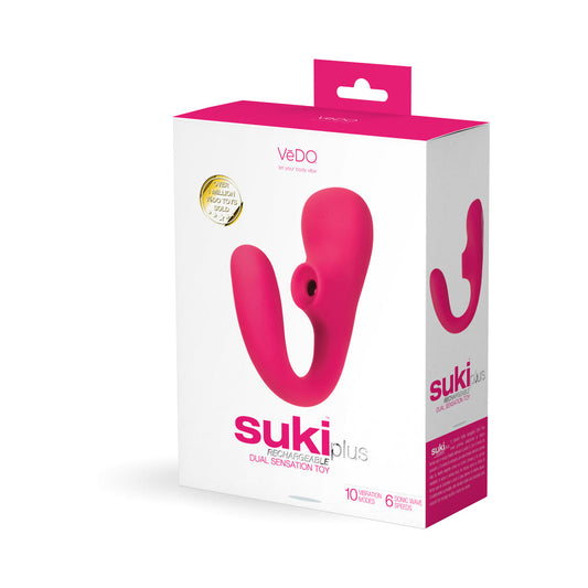 VeDO Suki Plus Rechargeable Dual Sonic Vibe Foxy Pink - Red Garter