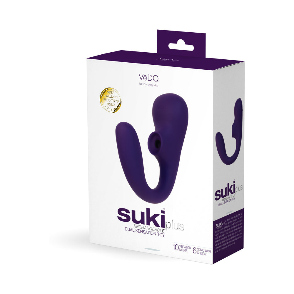 VeDO Suki Plus Rechargeable Dual Sonic Vibe Deep Purple - Red Garter