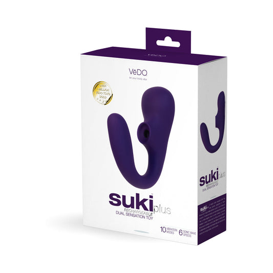 VeDO Suki Plus Rechargeable Dual Sonic Vibe Deep Purple - Red Garter