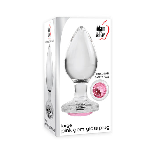 Adam & Eve Glass Anal Plug With Pink Gemstone Base Large - Red Garter