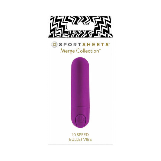 Sportsheets Merge Collection 10 Speed Bullet Vibe Silicone Vibrator Purple - Red Garter