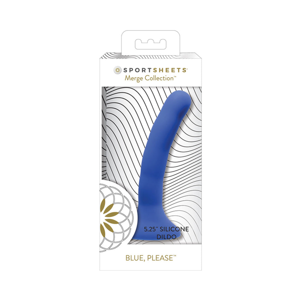 Sportsheets Merge Collection Please 5 in. Silicone Dildo Blue - Red Garter