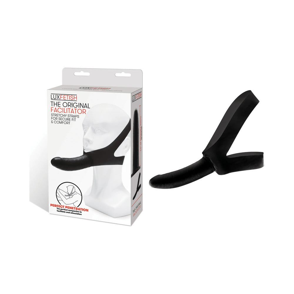 Lux Fetish The Original Facilitator Chin Strap-On Black - Red Garter