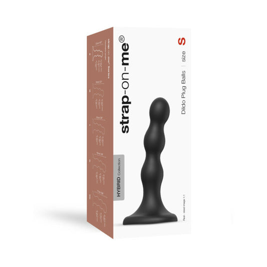 Strap-On-Me Hybrid Collection Silicone Dildo Plug Balls Black S - Red Garter