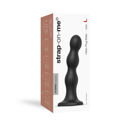 Strap-On-Me Hybrid Collection Silicone Dildo Plug Balls Black L - Red Garter