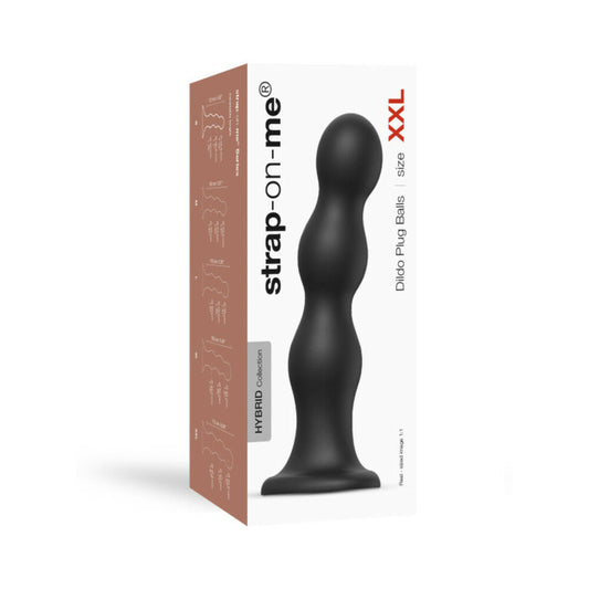 Strap-On-Me Hybrid Collection Silicone Dildo Plug Balls Black XXL - Red Garter