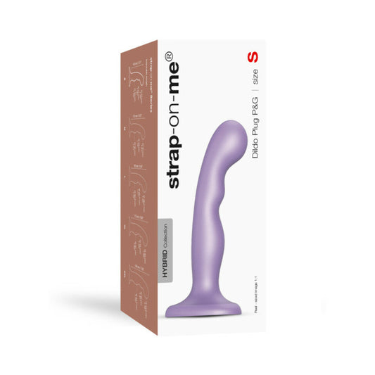 Strap-On-Me Hybrid Collection Silicone Dildo Plug P&G Metallic Lilac S - Red Garter