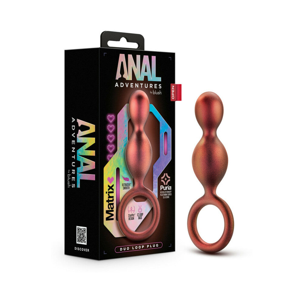 Anal Adventures Matrix Silicone Duo Loop Plug Copper - Red Garter