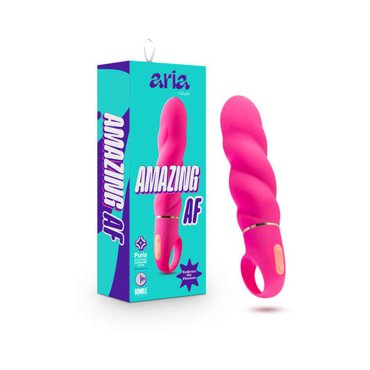 Aria Amazing AF Silicone Vibrator Fuchsia - Red Garter