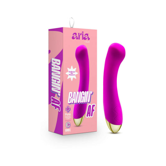 Aria Bangin'' AF Rechargeable Silicone G-Spot Vibrator Purple - Red Garter