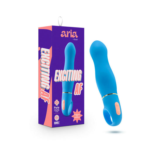 Aria Exciting AF Silicone Vibrator Blue - Red Garter