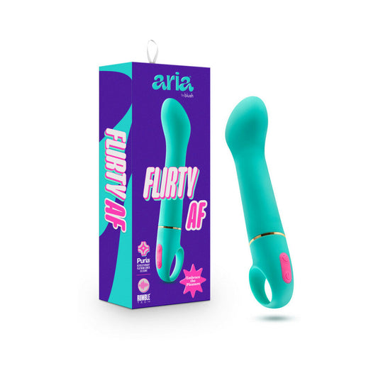 Aria Flirty AF Silicone G-Spot Vibrator Teal - Red Garter