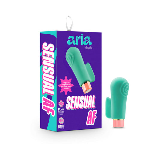 Aria Sensual AF Rechargeable Silicone Mini Vibrator Teal - Red Garter