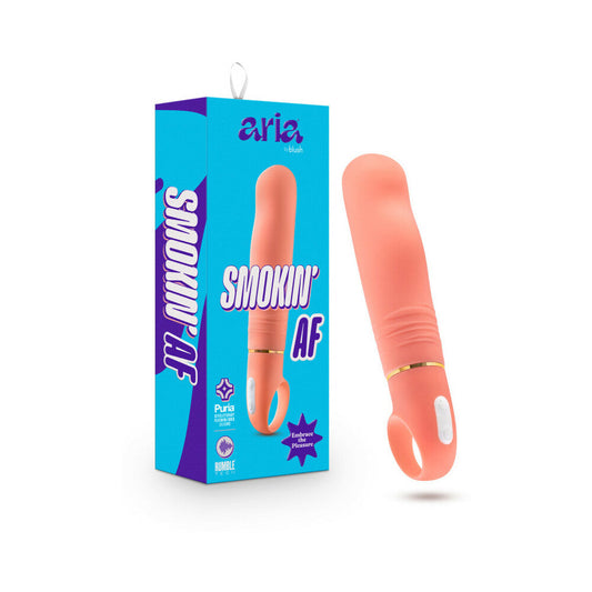 Aria Smokin'' AF Silicone Vibrator Coral - Red Garter