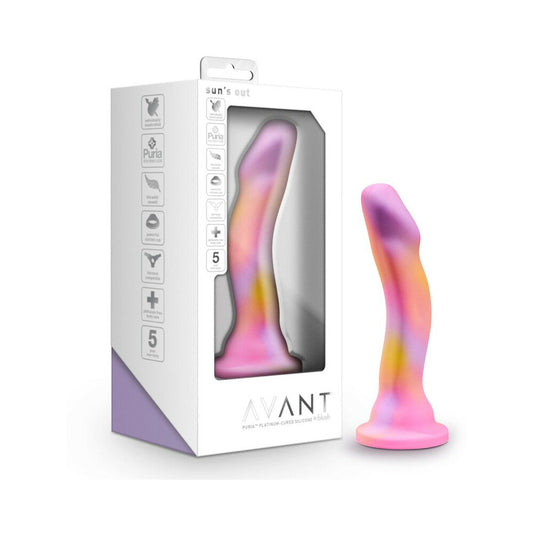 Avant Sun''s Out 7.5 in. Silicone Dildo Pink - Red Garter