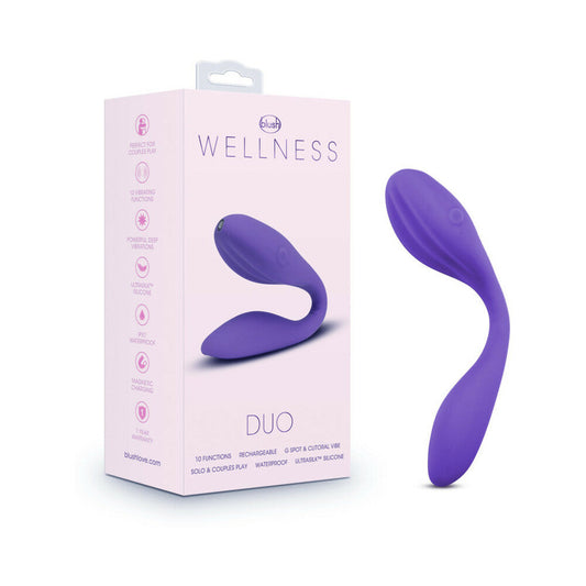 Wellness Duo Rechargeable Silicone Wearable Couples Dual Stimulation Vibrator Purple - Red Garter