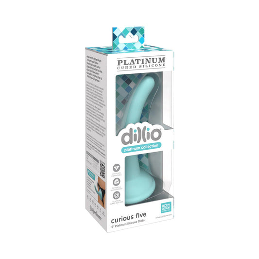 Dillio Platinum Collection Curious Five 5 in. Silicone Dildo Teal - Red Garter