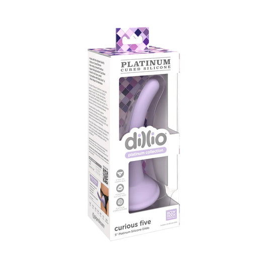 Dillio Platinum Collection Curious Five 5 in. Silicone Dildo Purple - Red Garter