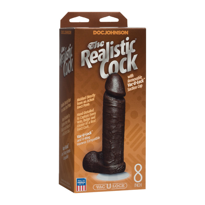 The Realistic Cock - 8 Inch Black - Red Garter
