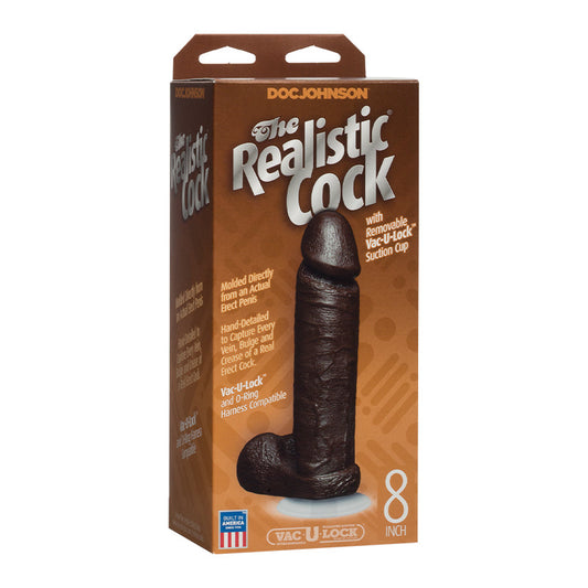The Realistic Cock - 8 Inch Black - Red Garter