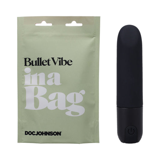 Doc Johnson Bullet Vibe In A Bag Rechargeable Silicone Vibrator Black - Red Garter