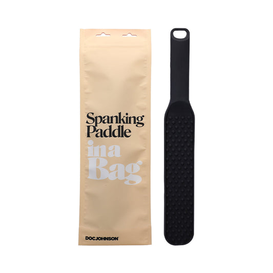 Doc Johnson Spanking Paddle In A Bag Silicone Black - Red Garter