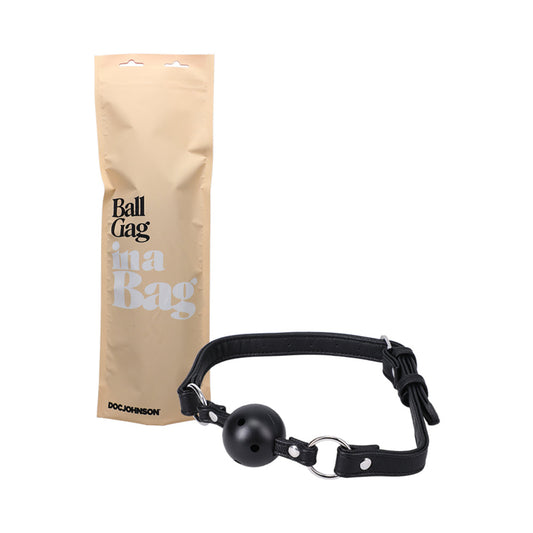 Doc Johnson Ball Gag In A Bag Faux Leather Breathable Black - Red Garter