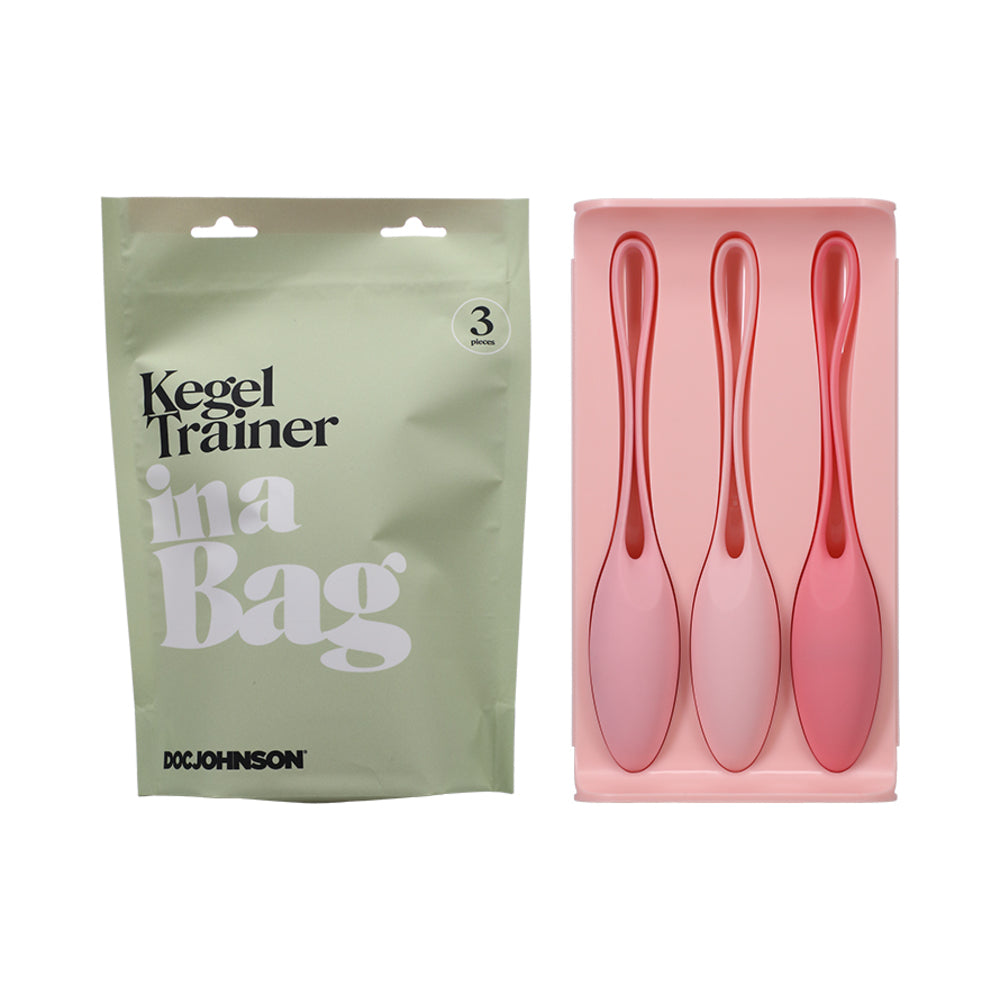 Doc Johnson Kegel Trainer Set In A Bag 3-Piece Silicone Pink - Red Garter