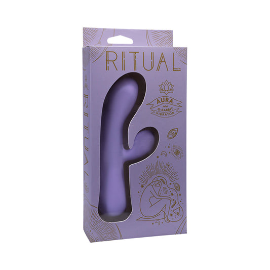RITUAL Aura Rechargeable Silicone Rabbit Vibrator Lilac - Red Garter