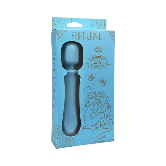 RITUAL Euphoria Rechargeable Silicone Wand Vibrator Blue - Red Garter