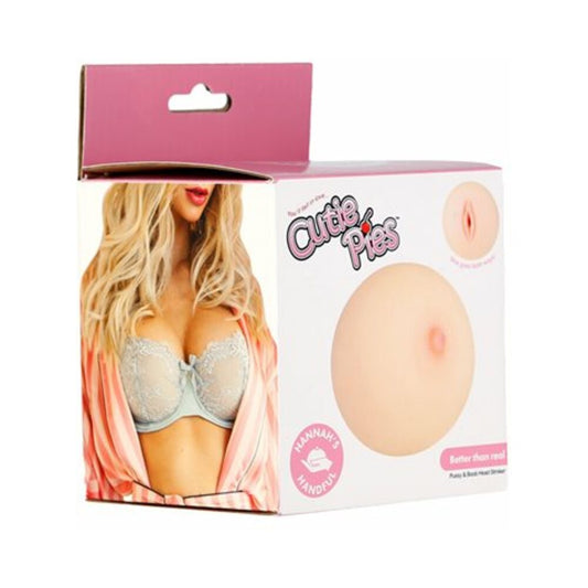 CutiePies Hannah''s Handful Boobie Stroker Beige - Red Garter