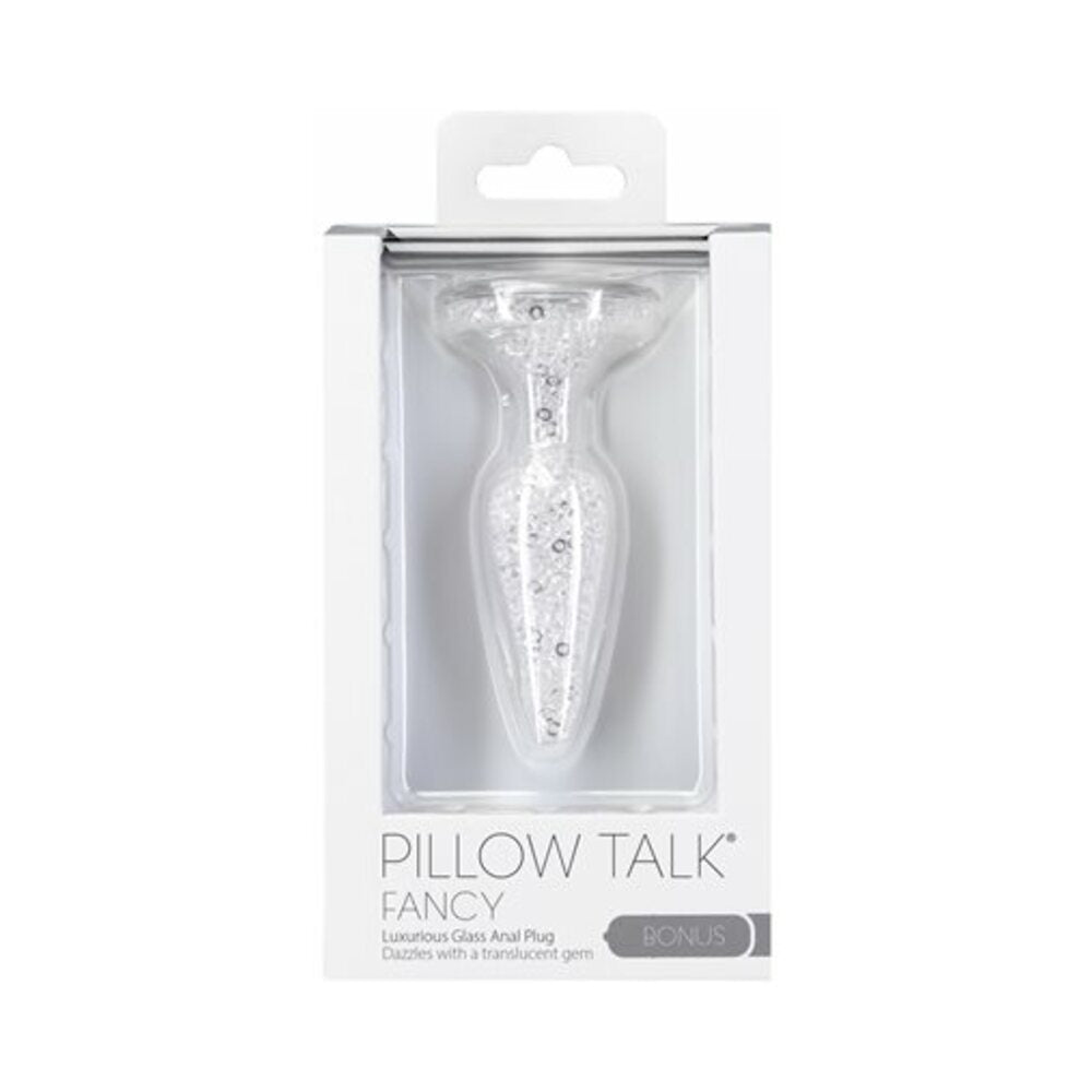 Pillow Talk Fancy Glass Anal Plug with Glitter and Gem Base - Red Garter