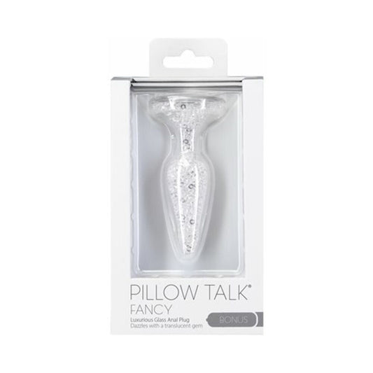 Pillow Talk Fancy Glass Anal Plug with Glitter and Gem Base - Red Garter