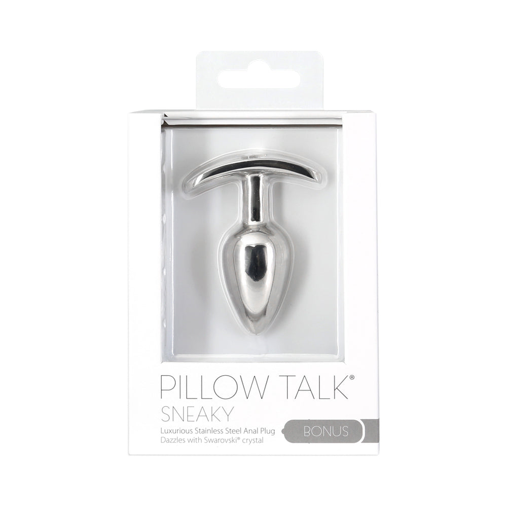 Pillow Talk Sneaky Stainless Steel Anal Plug with Swarovski Crystal - Red Garter