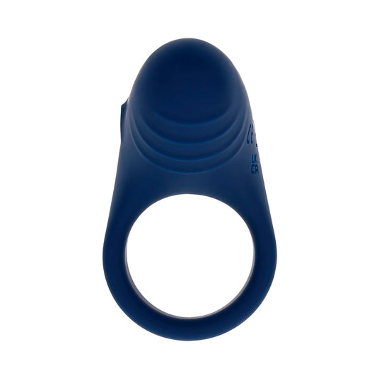 Playboy Pleasure Point Rechargeable Cockring Silicone Navy Blue - Red Garter