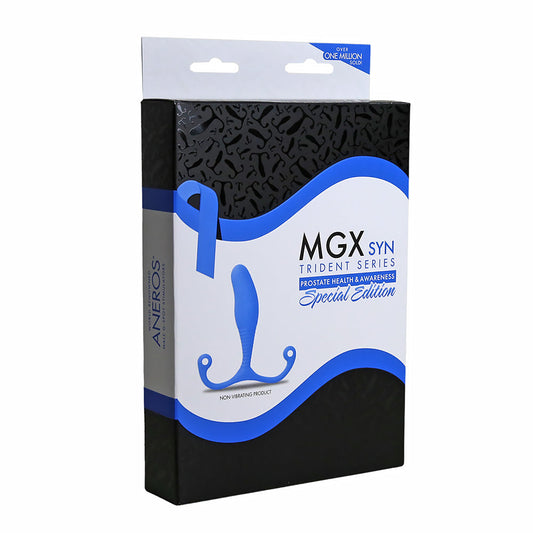 Aneros Trident Series MGX Syn Prostate Stimulator Special Edition Blue - Red Garter