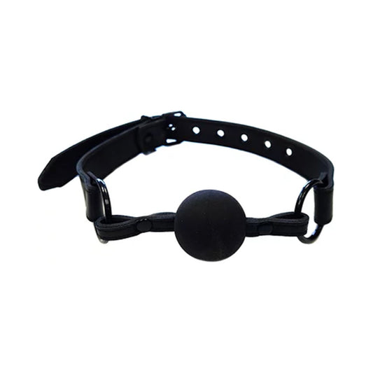 Rouge Leather Ball Gag Black with Black Accessories - Red Garter