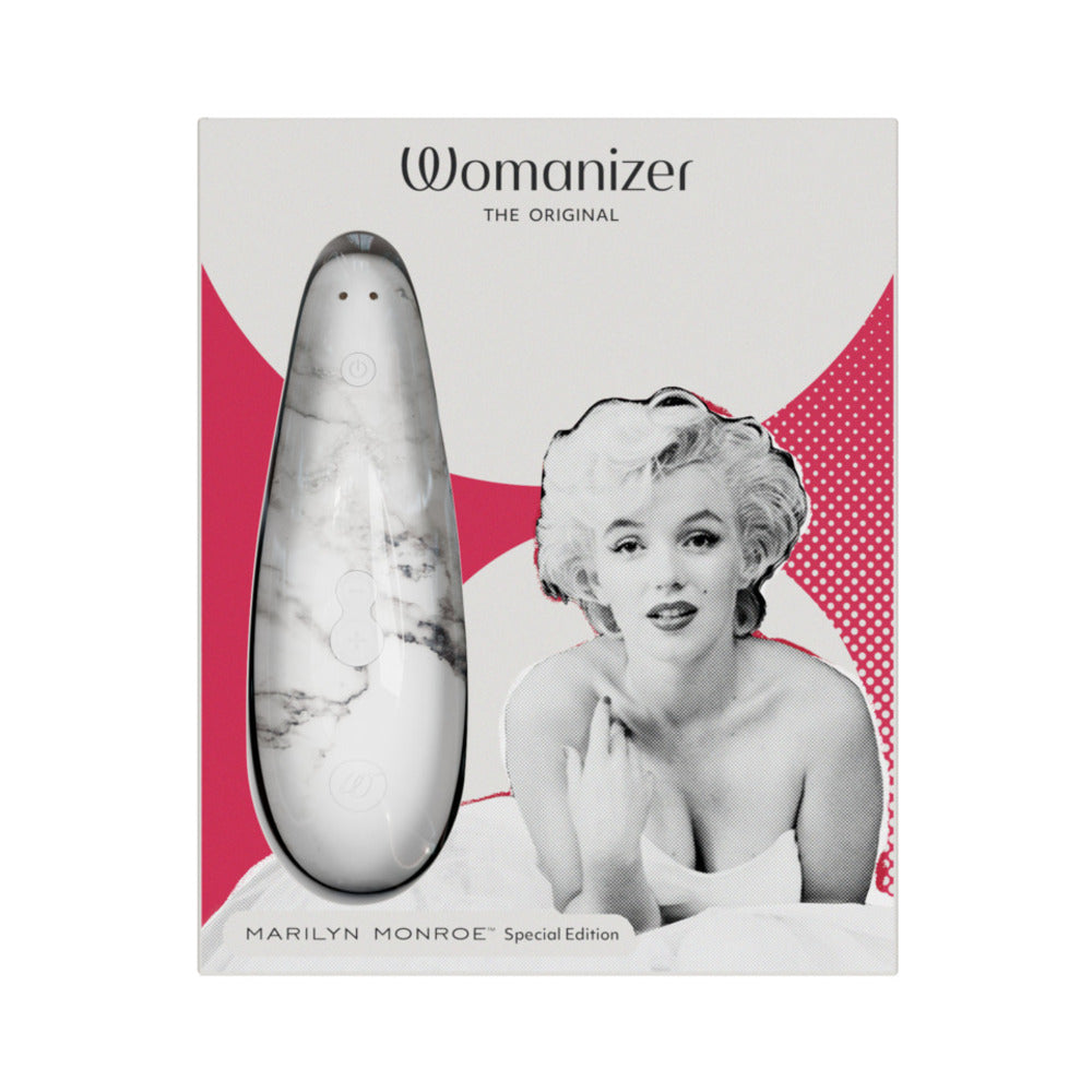 Womanizer x Marilyn Monroe Classic 2 Special Edition Pleasure Air Clitoral Stimulator White Marble - Red Garter