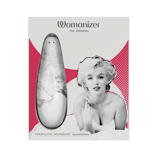 Womanizer x Marilyn Monroe Classic 2 Special Edition Pleasure Air Clitoral Stimulator White Marble - Red Garter