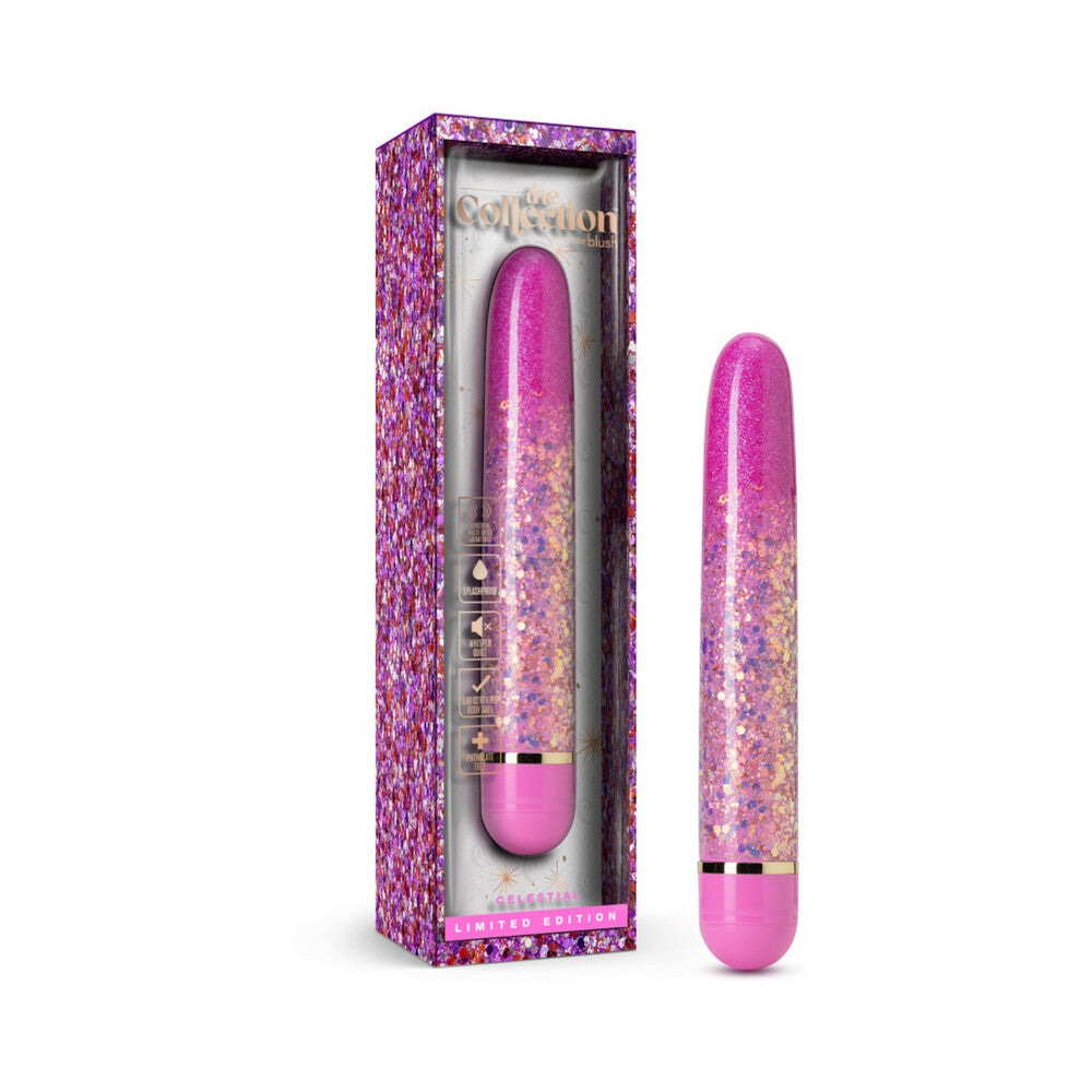 Blush The Collection Celestial Slimline Vibrator Pink - Red Garter