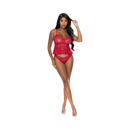 Magic Silk With Love Flutter Cami & Cheeky Panty Set Red S/M - Red Garter
