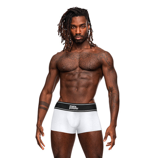 Male Power Modal Rib Pouch Short White L - Red Garter