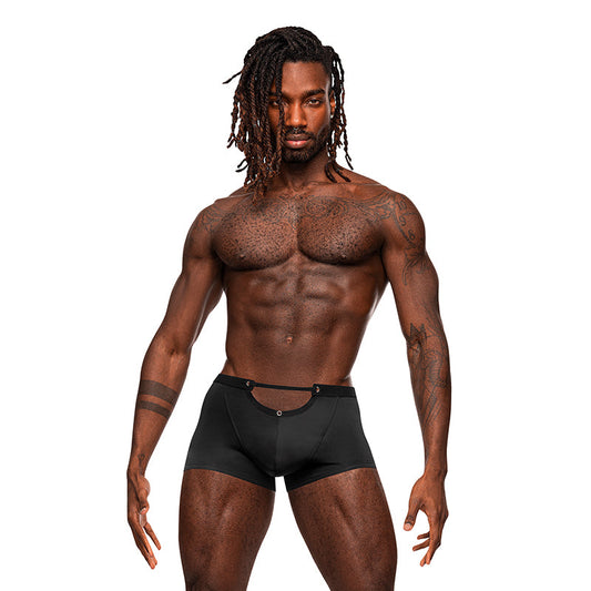 Male Power Magnificence Mini Short Black S - Red Garter