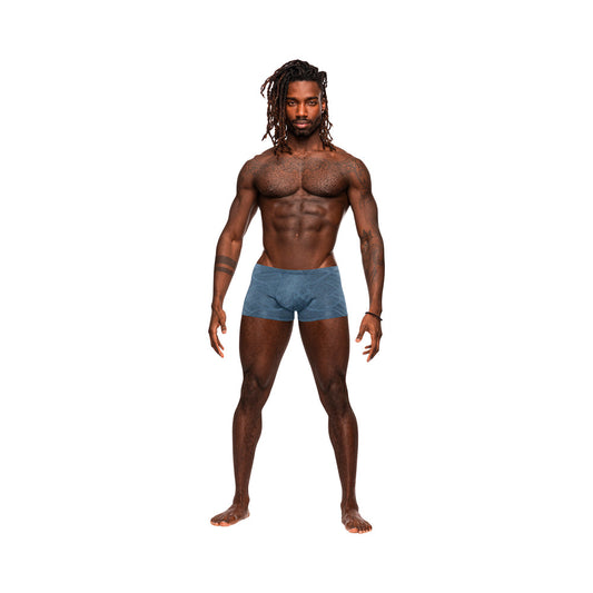 Male Power Inter-Mingle Mini Short Blue XL - Red Garter
