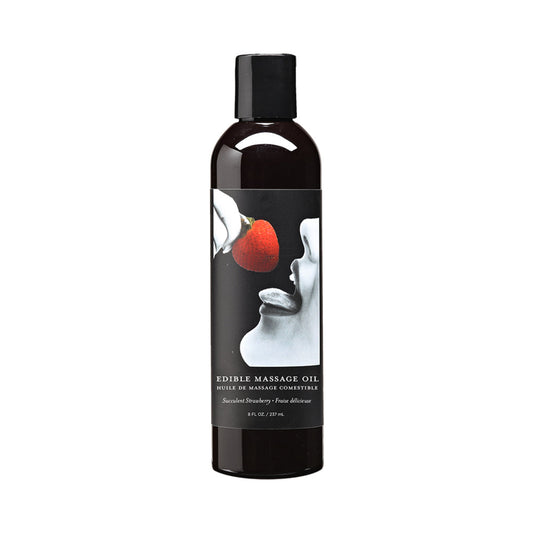 Earthly Body Edible Massage Lotion Strawberry 8 oz. - Red Garter