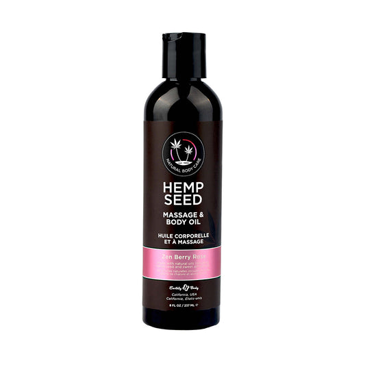 Earthly Body Hemp Seed Massage & Body Oil Zen Berry Rose 8 oz. - Red Garter