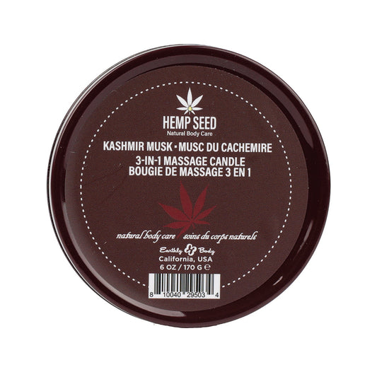 Earthly Body Hemp Seed 3-in-1 Massage Candle Kashmir Musk 6 oz. - Red Garter